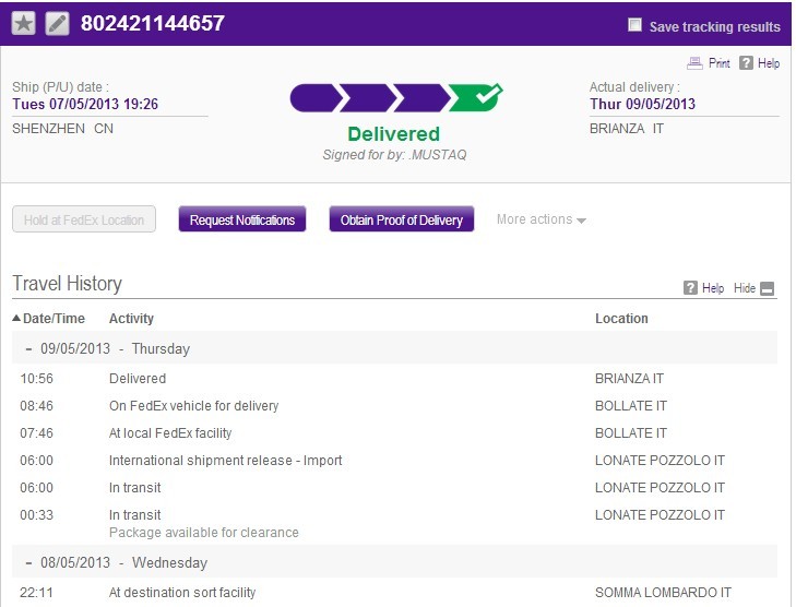 fedex delivery status